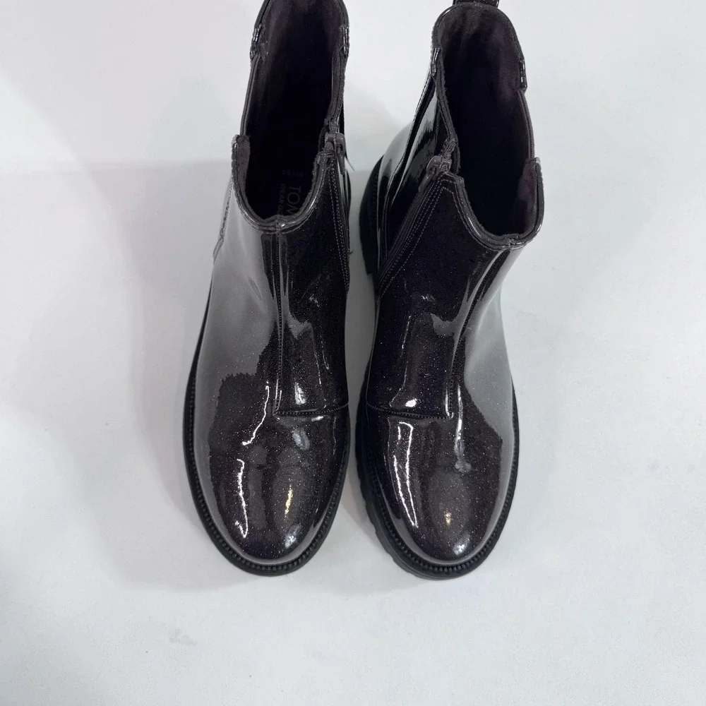 TOMS Youth Bennet Chelsea Boots Size‎ 5.5 Blackberry Confetti Glitter 10021545